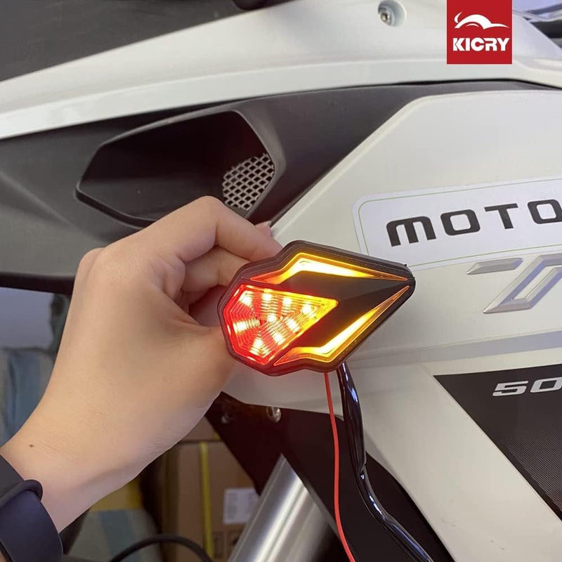 KICRY Flush Mount Turn Signals Motorcycle LED Sequential Blinkers 3 Wire Front Indicators Compatible with Yamaha YZF R1 R3 R6 R6S FJ 09 FZ MT 07 09 Honda Kawasaki Suzuki BMW(Red&Amber) - Image 3